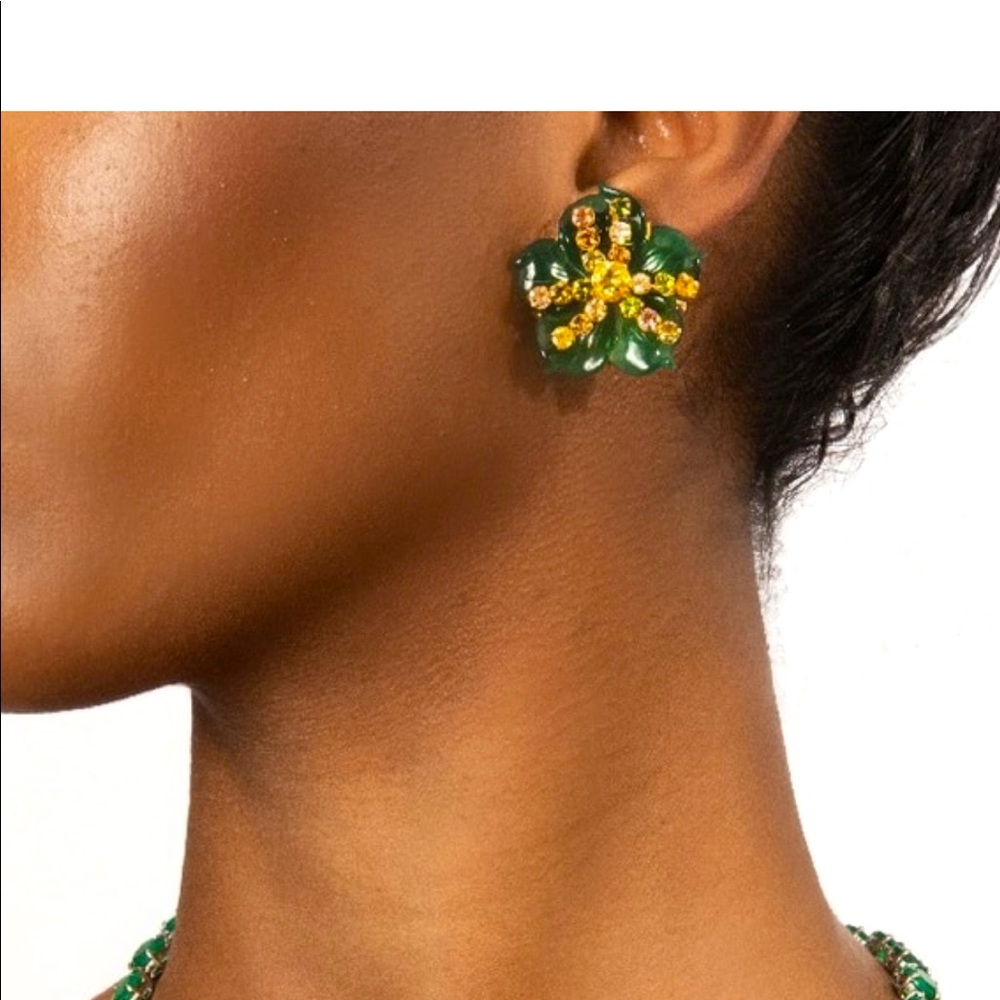 Green Onyx & Citrine Flower Earrings